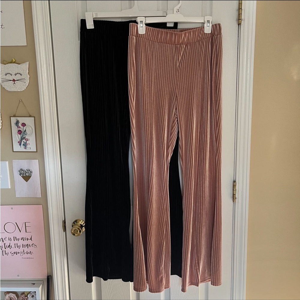 Black and Pink Pleated Pants Set